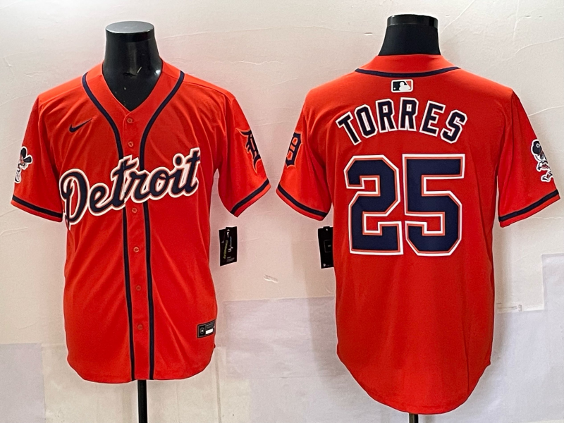 Men 2025 Detroit Tigers #25 Torres orange Game Nike MLB Jersey 06